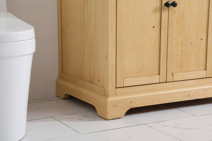 36 inch Single bathroom vanity in natural wood with backsplash