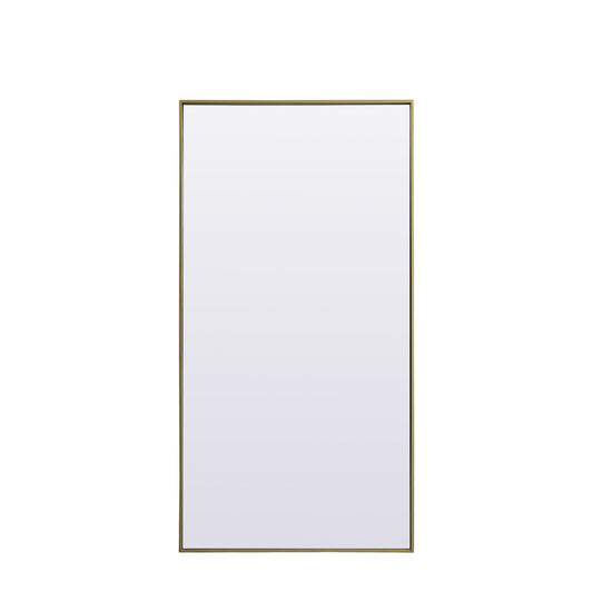 Metal Frame Rectangle Full Length Mirror 30x60 Inch in Brass