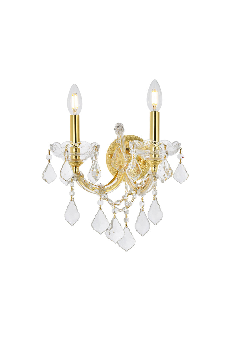 Maria Theresa 2 light Gold Wall Sconce Clear Royal Cut Crystal