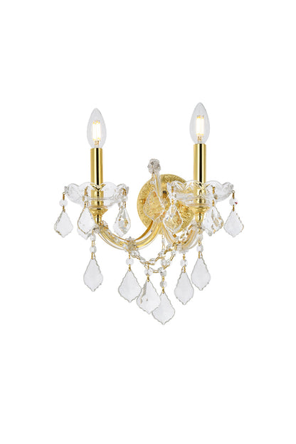 Maria Theresa 2 light Gold Wall Sconce Clear Royal Cut Crystal