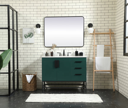 42 inch Single bathroom vanity in green with backsplash