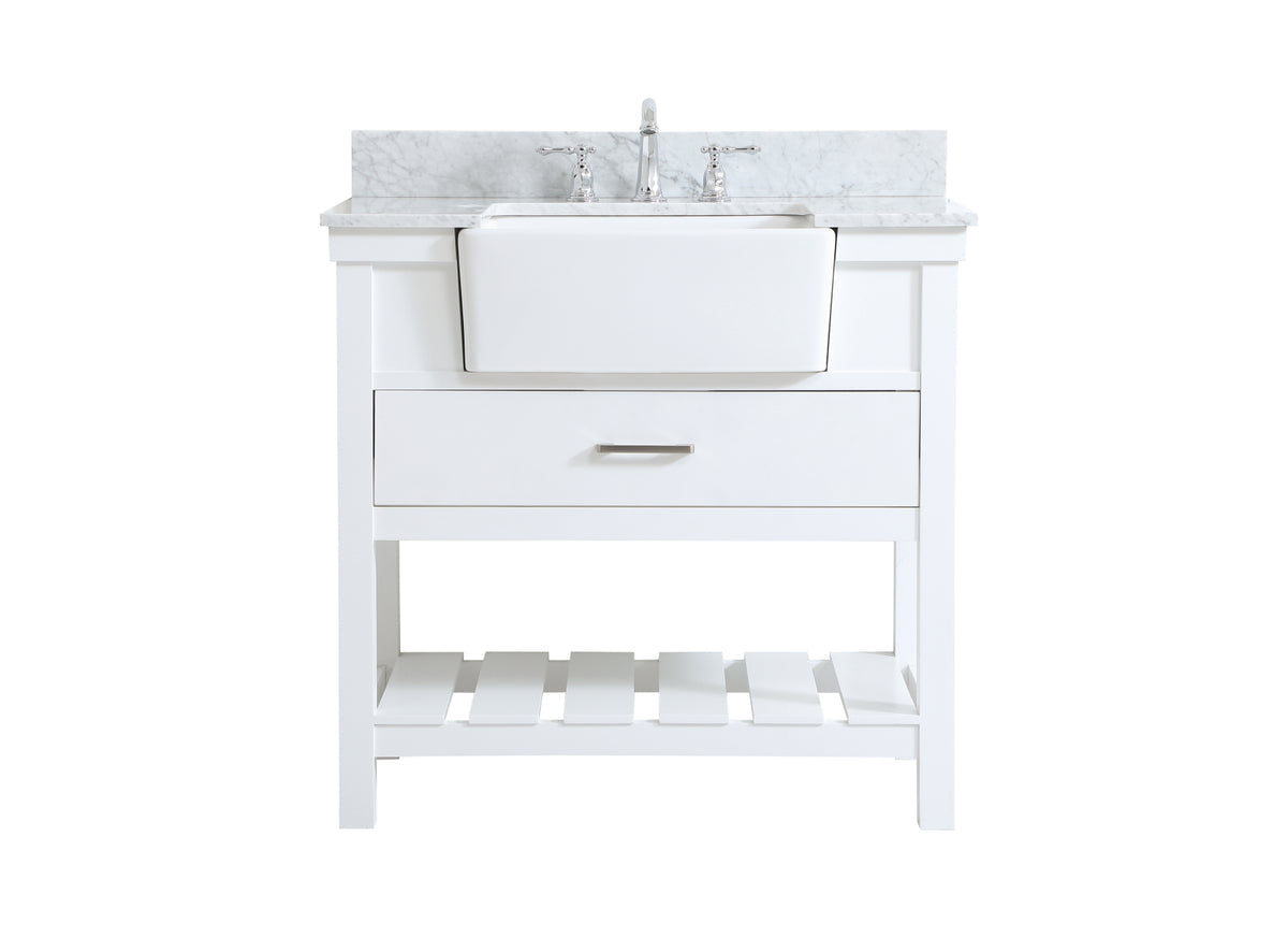 36 inch Single bathroom vanity in white with backsplash
