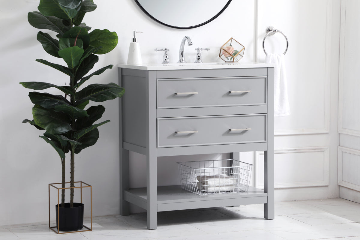 30 inch Single Bathroom Vanity in Grey