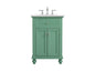 24 inch Single Bathroom vanity in vintage mint with ivory white engineered marble