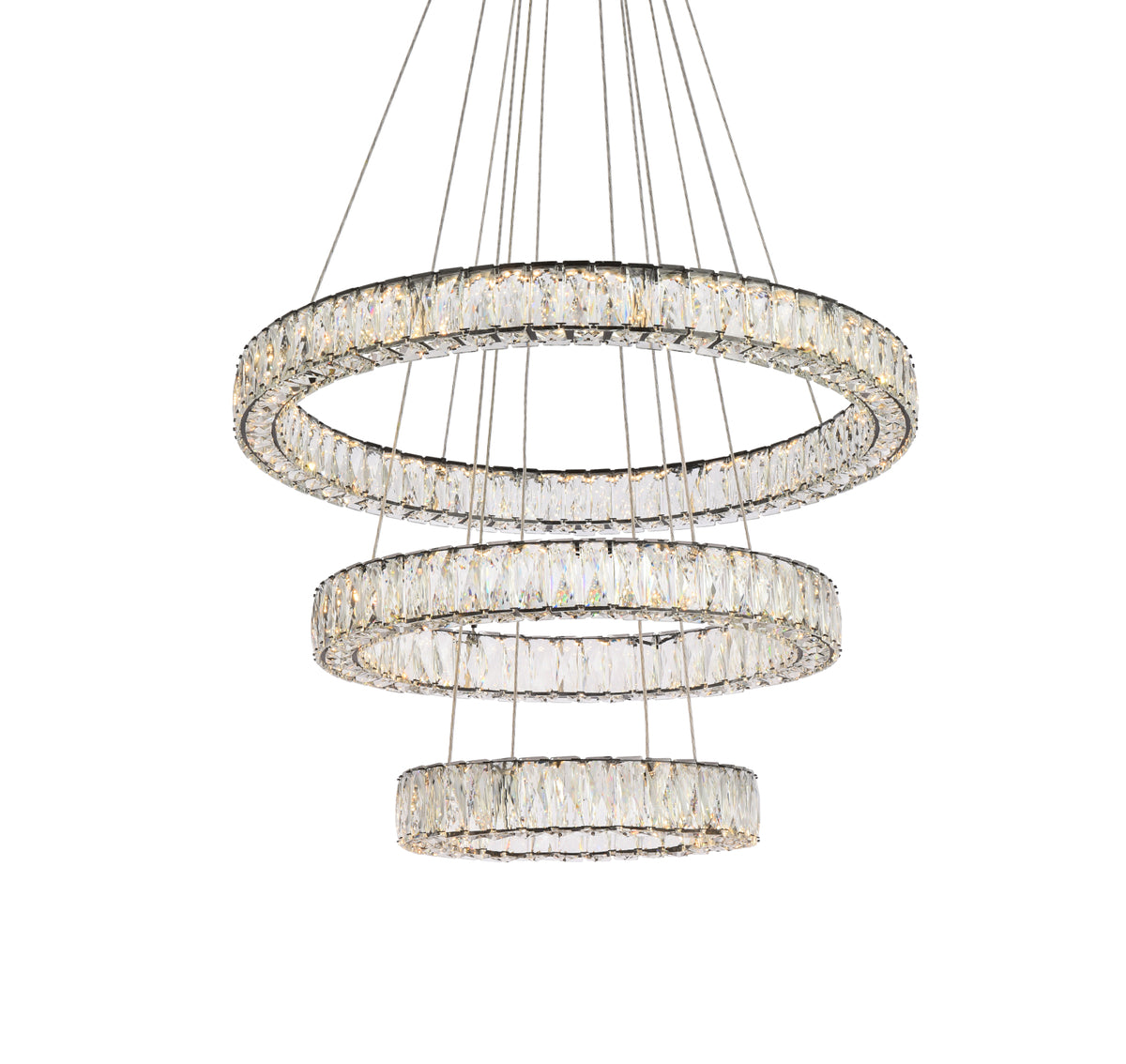 Monroe 32 inch LED triple ring chandelier in black