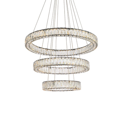 Monroe 32 inch LED triple ring chandelier in black