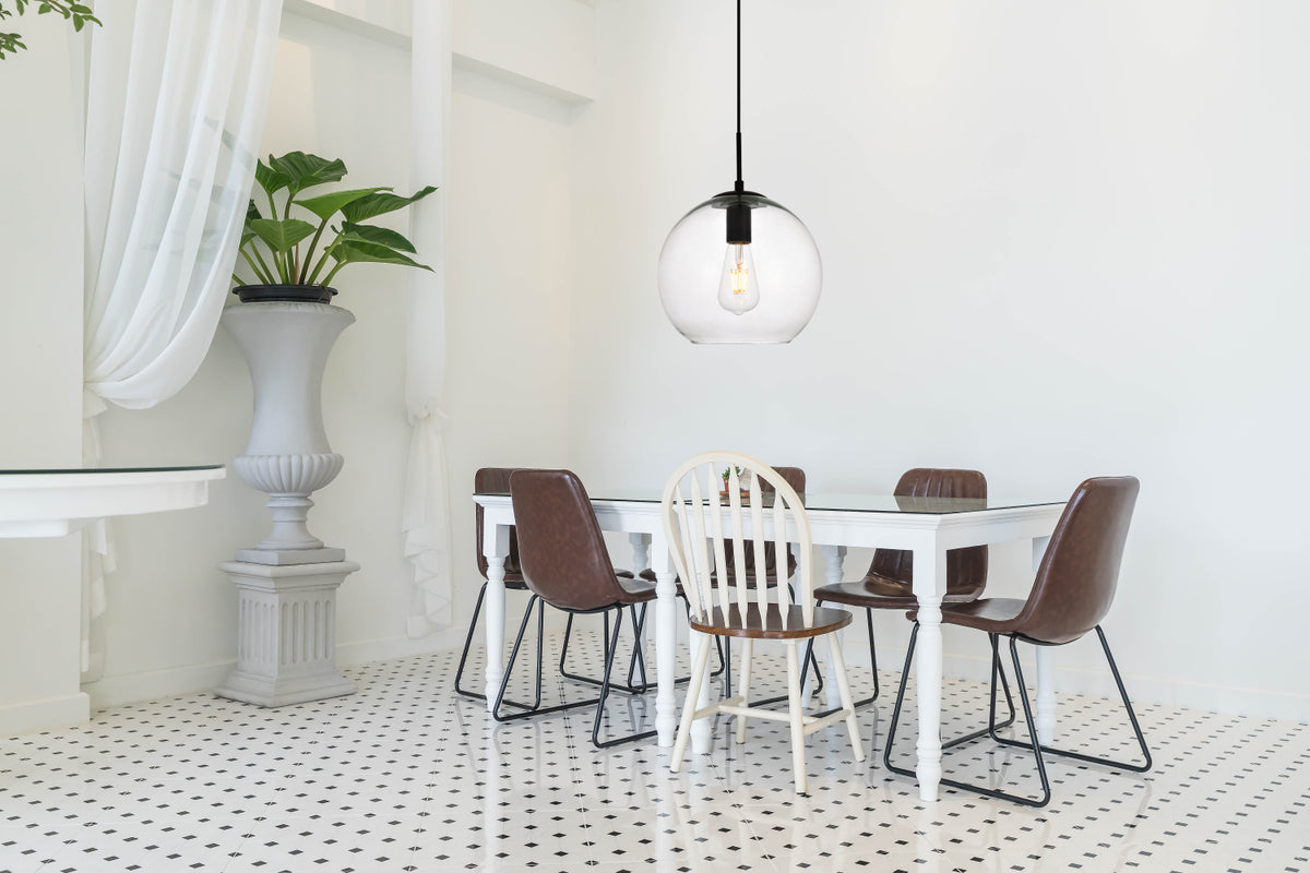 Placido Collection Pendant D9.8 H9.8 Lt:1 Black and Clear Finish
