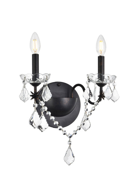 St. Francis 2 light Dark Bronze Wall Sconce Clear Royal Cut Crystal