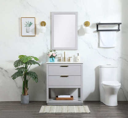 30 inch Single bathroom vanity in grey with backsplash