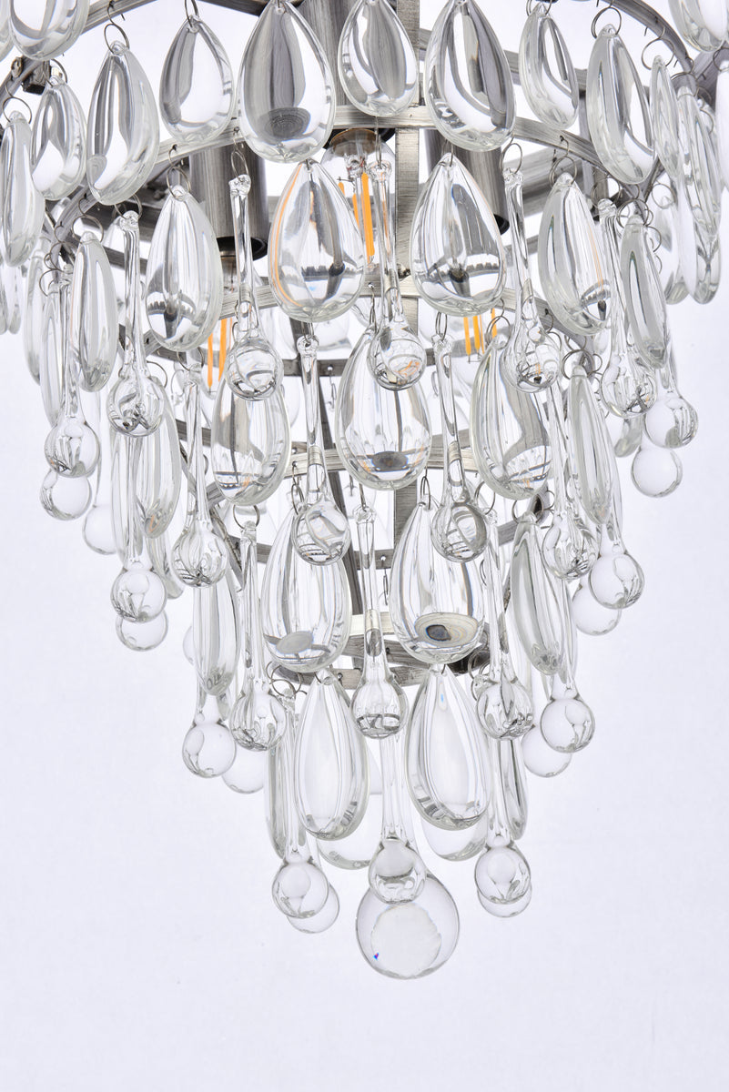 Nordic 3 light antique silver Pendant Clear Royal Cut Crystal