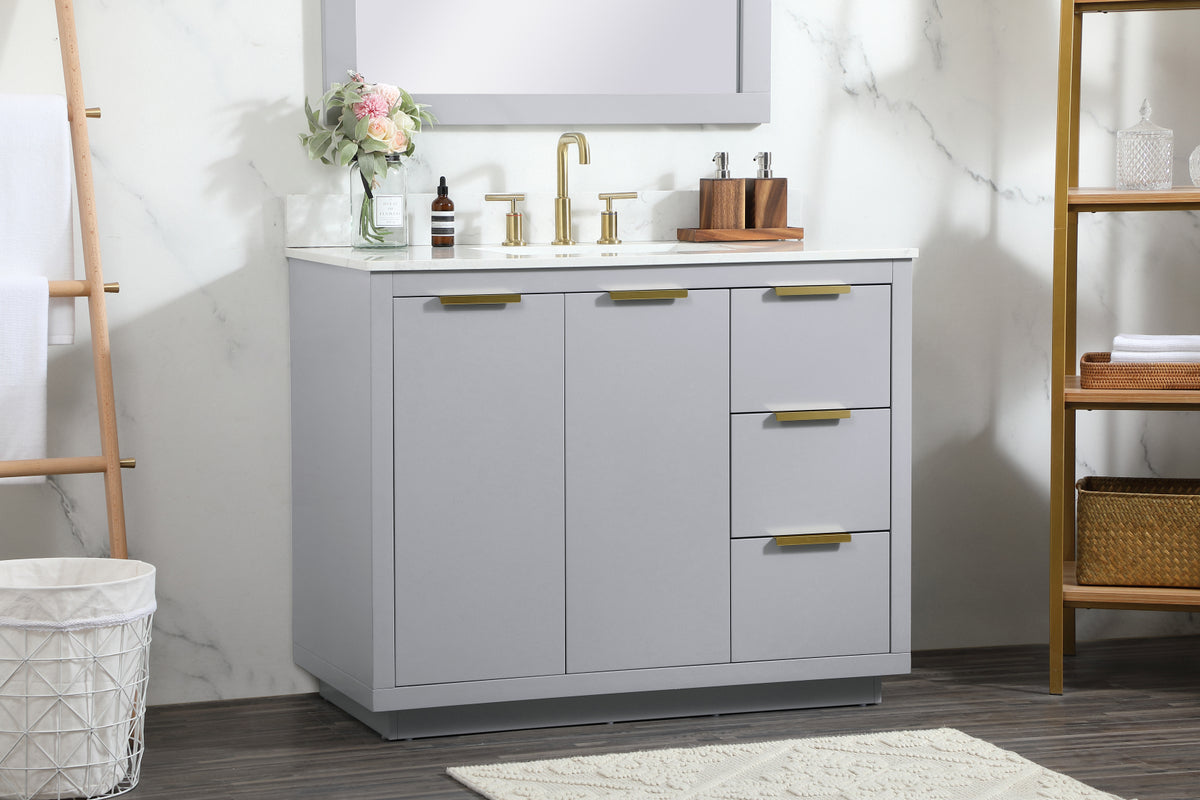42 inch Single bathroom vanity in grey with backsplash
