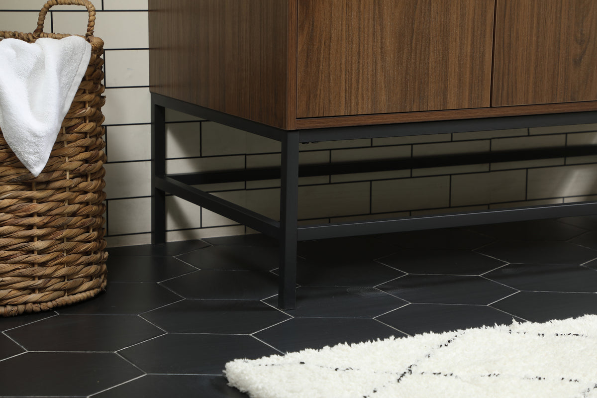 42 inch Single bathroom vanity in walnut with backsplash