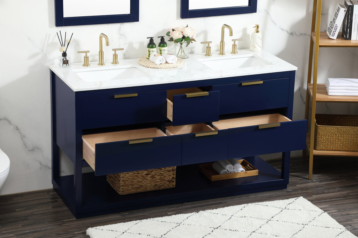 60 inch Single bathroom vanity in blue