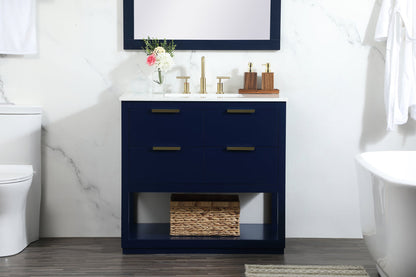 36 inch Single bathroom vanity in blue