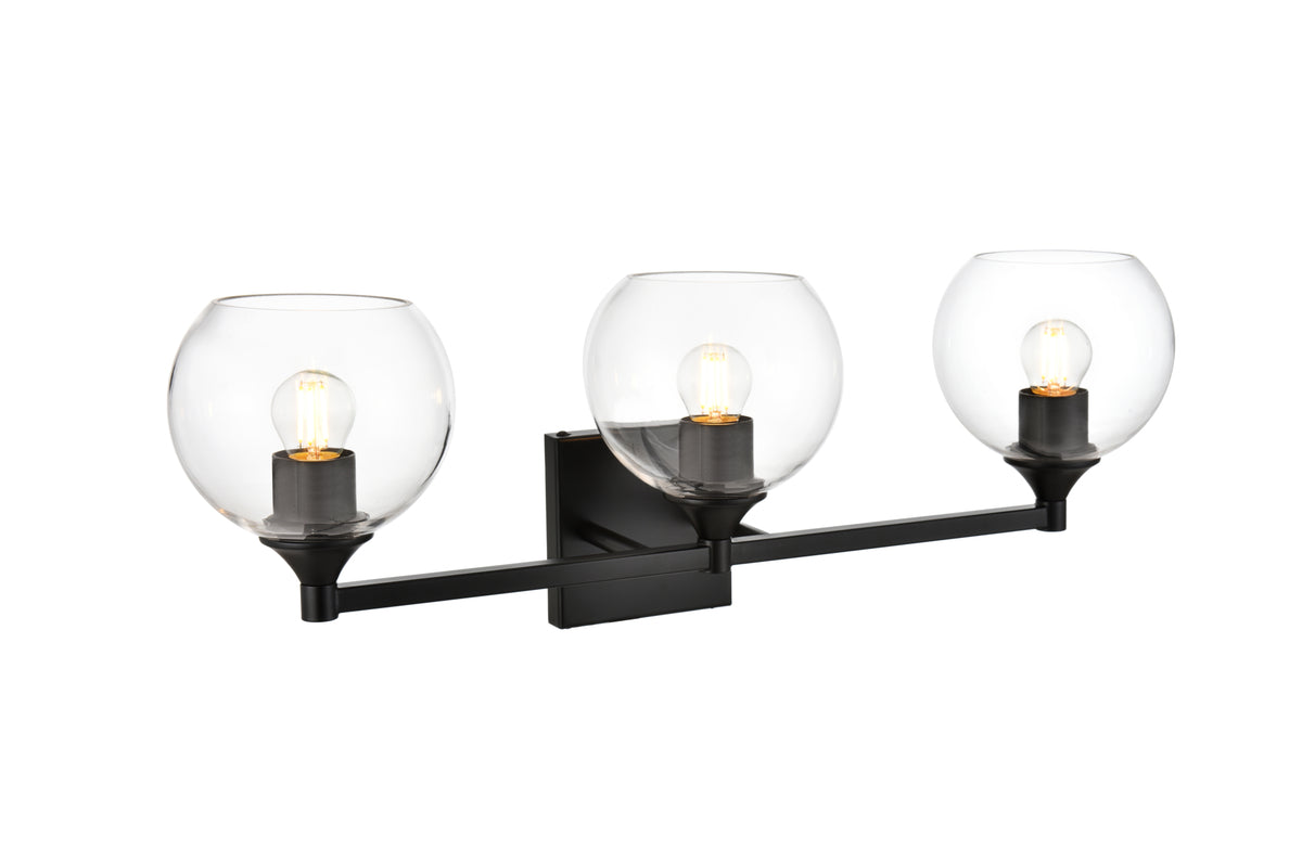 Foster 3 light Black and Clear Bath Sconce