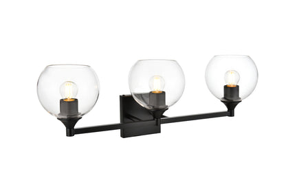 Foster 3 light Black and Clear Bath Sconce