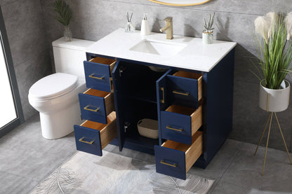 42 Inch SIngle Bathroom Vanity In Blue