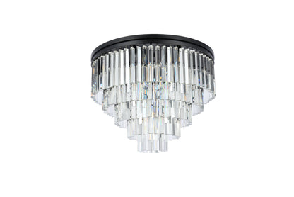 Sydney 17 light Matte Black Flush Mount Clear Royal Cut Crystal