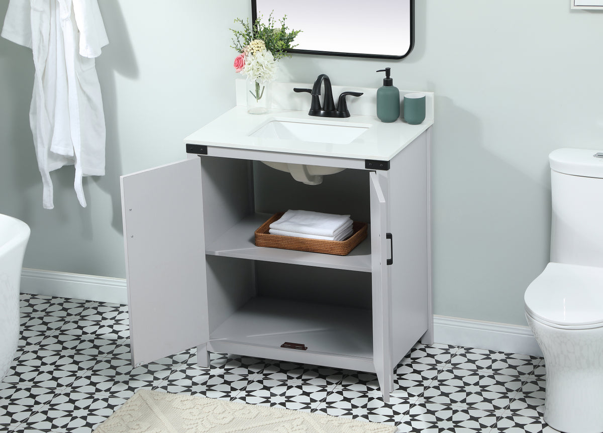 30 inch Single bathroom vanity in grey with backsplash