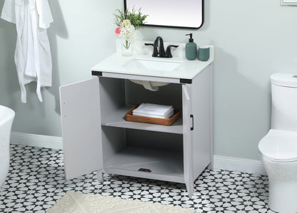 30 inch Single bathroom vanity in grey with backsplash