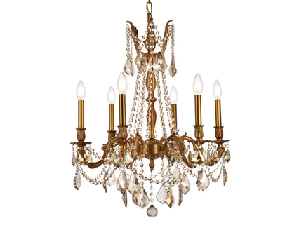 Rosalia 6 light French Gold Chandelier Golden Teak (Smoky) Royal Cut Crystal