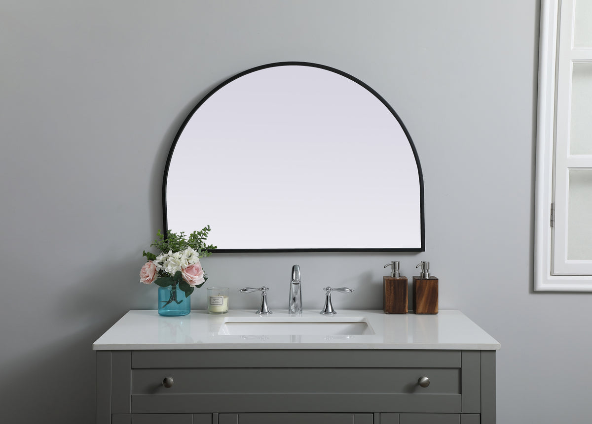 Metal Frame Arch Mirror 33x24 Inch in Black