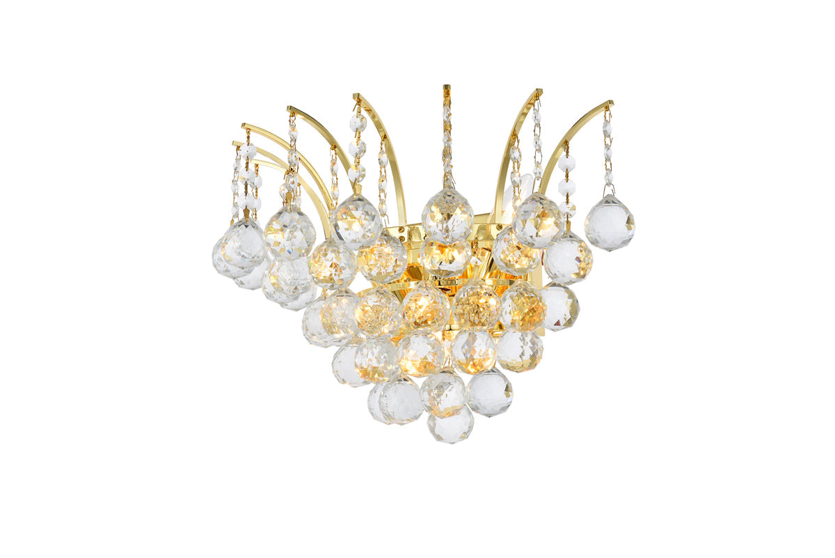 Victoria 3 light Gold Wall Sconce Clear Royal Cut Crystal
