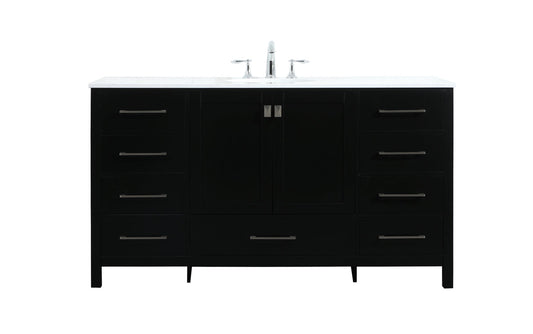 60 inch Single bathroom vanity in black