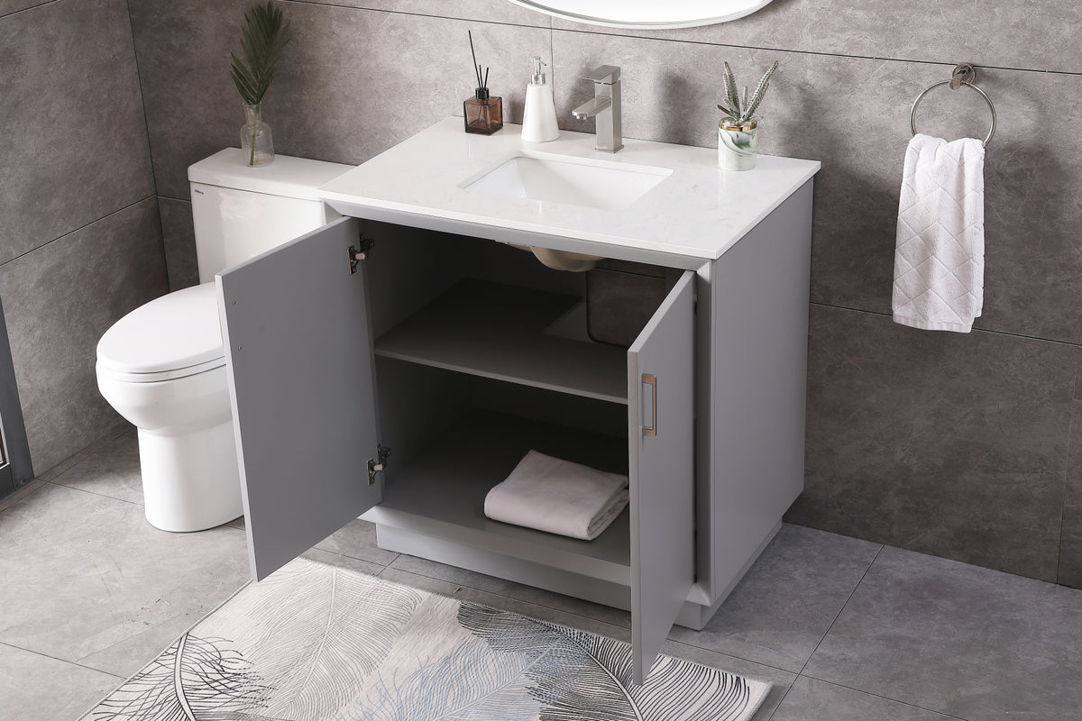 36 Inch SIngle Bathroom Vanity In Grey