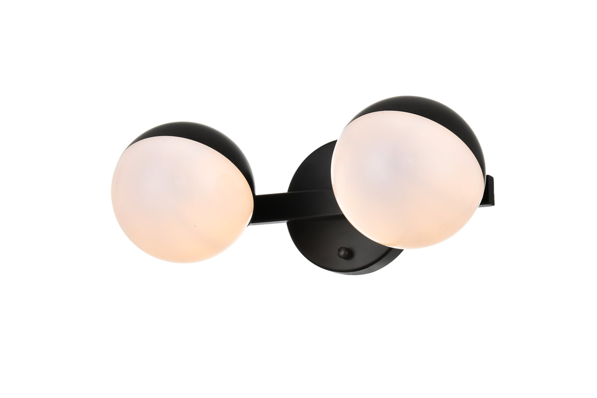 Majesty 2 light Black and frosted white Bath Sconce