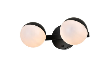 Majesty 2 light Black and frosted white Bath Sconce