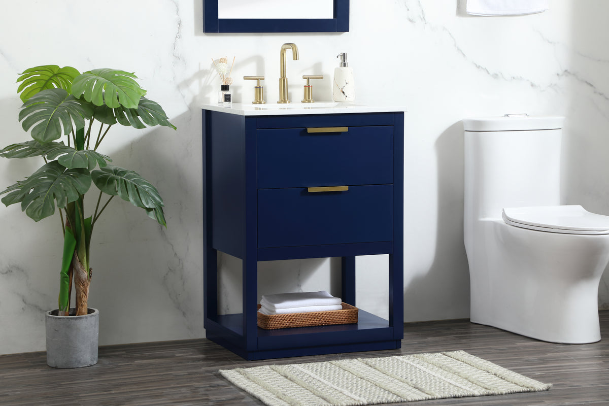 24 inch Single bathroom vanity in blue