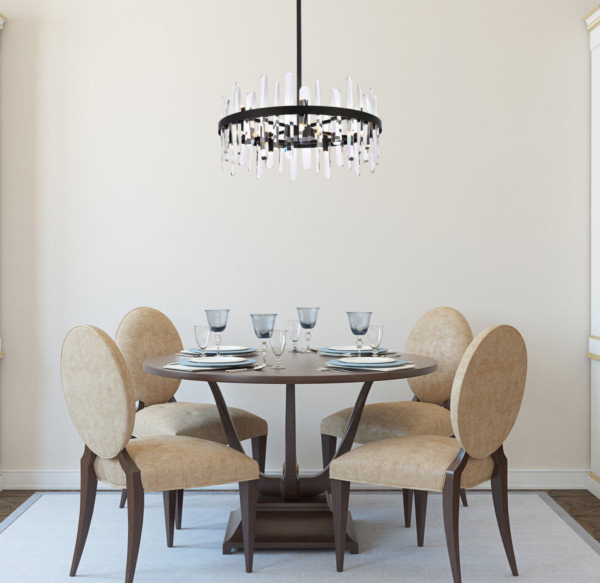 Serena 25 inch crystal round pendant in black