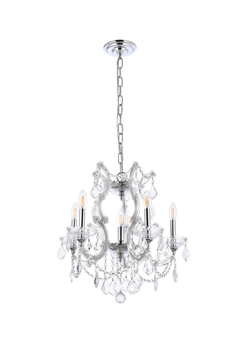 Maria Theresa 6 light Chrome Pendant Clear Royal Cut Crystal