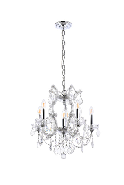 Maria Theresa 6 light Chrome Pendant Clear Royal Cut Crystal
