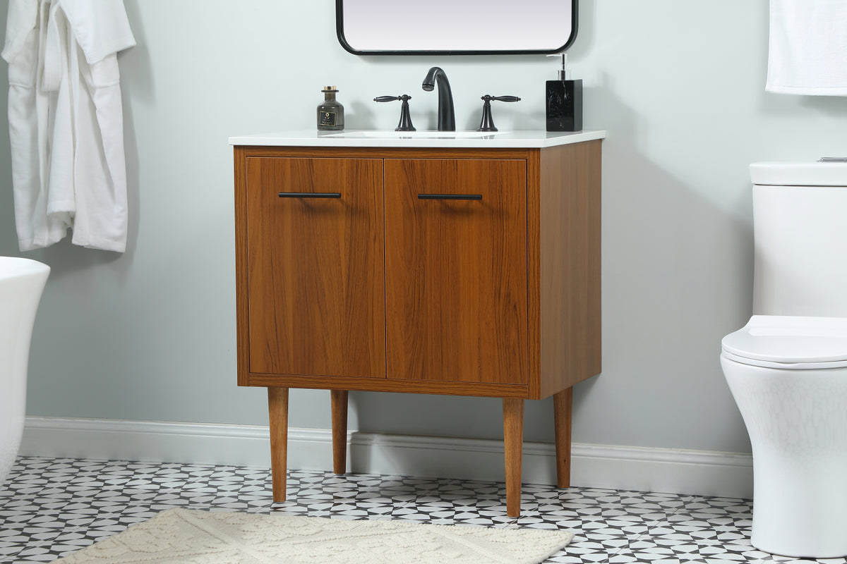 30 inch Single bathroom vanity in teak