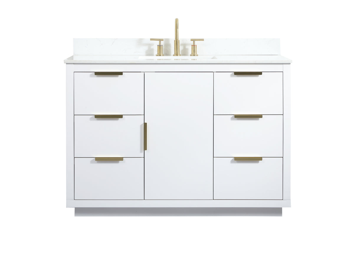 48 inch Single bathroom vanity in white with backsplash