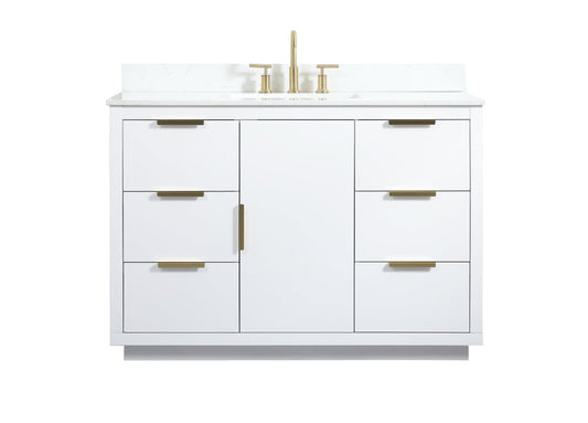 48 inch Single bathroom vanity in white with backsplash