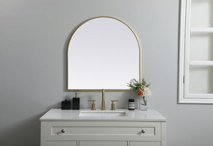 Metal Frame Arch Mirror 30x30 Inch in Brass