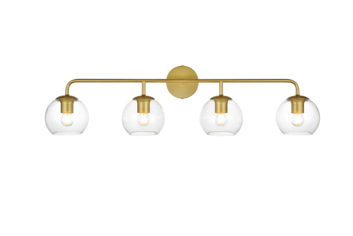 Genesis 4 light Brass and Clear Bath Sconce