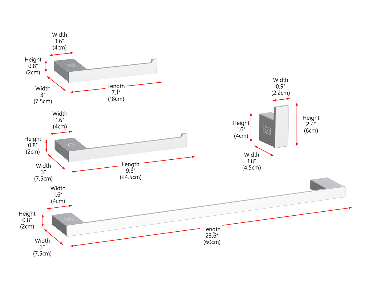 Sofia 4-Piece Bathroom Hardware Set in Chrome