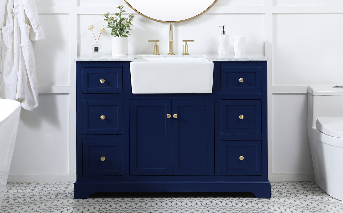 48 inch Single bathroom vanity in blue