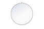 Metal frame Round Mirror with decorative hook 36 inch Silver finish