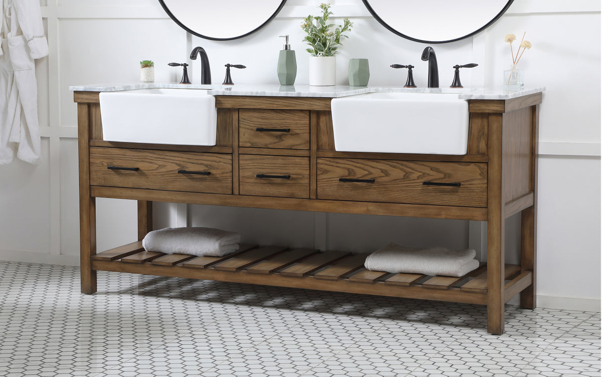 72 inch double bathroom vanity in driftwood