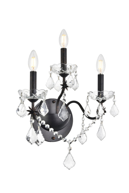 St. Francis 3 light Dark Bronze Wall Sconce Clear Royal Cut Crystal
