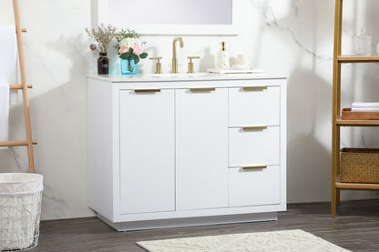 42 inch Single bathroom vanity in white