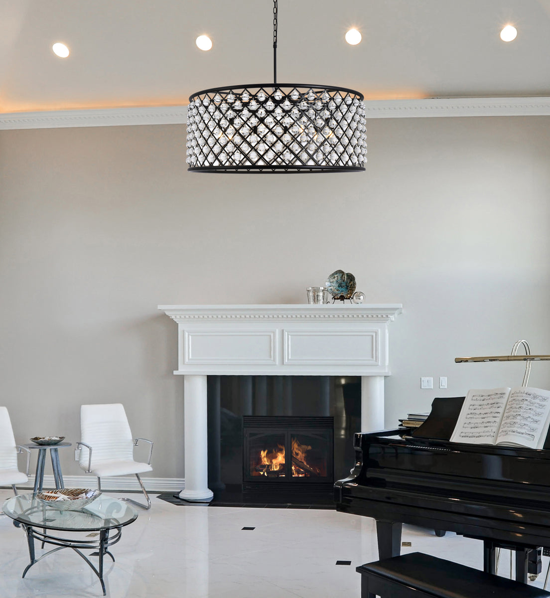 Madison 10 light Matte Black Chandelier Clear Royal Cut Crystal