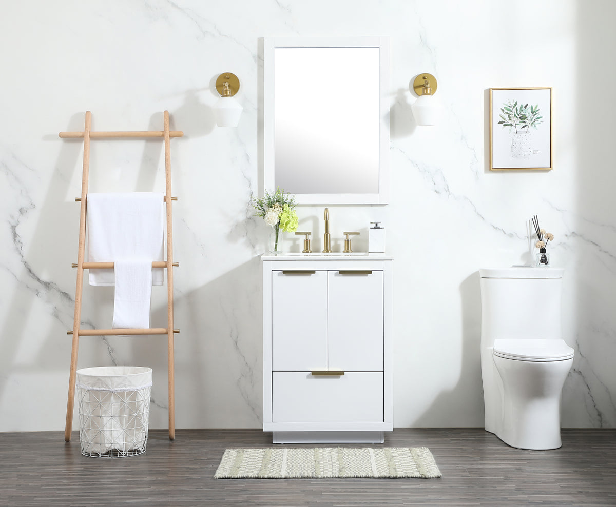 24 inch Single bathroom vanity in white