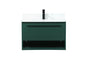 30 inch Single bathroom vanity in green with backsplash