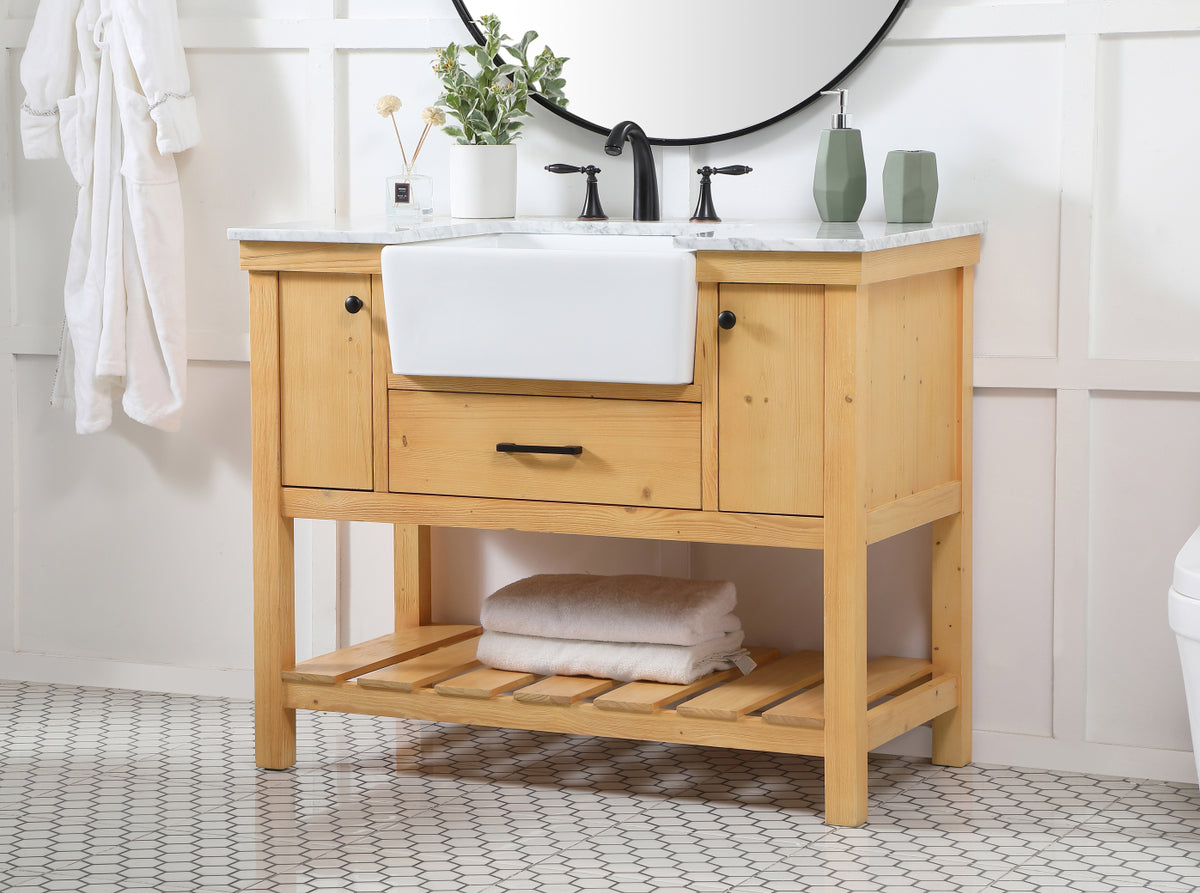 42 inch Single bathroom vanity in natural wood